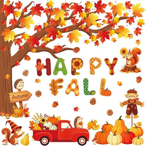 116Pcs Fall Bulletin Board Decorations Pumpkins Scarecrow Cutouts in Saudi Arabia