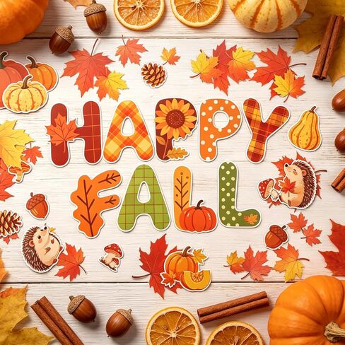 116Pcs Fall Bulletin Board Decorations Pumpkins Scarecrow Cutouts in Saudi Arabia