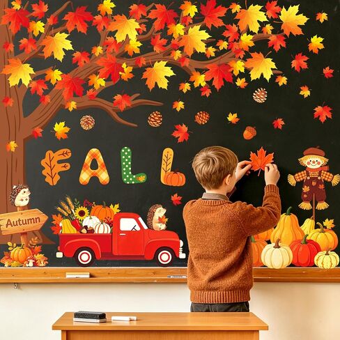 116Pcs Fall Bulletin Board Decorations Pumpkins Scarecrow Cutouts in Saudi Arabia