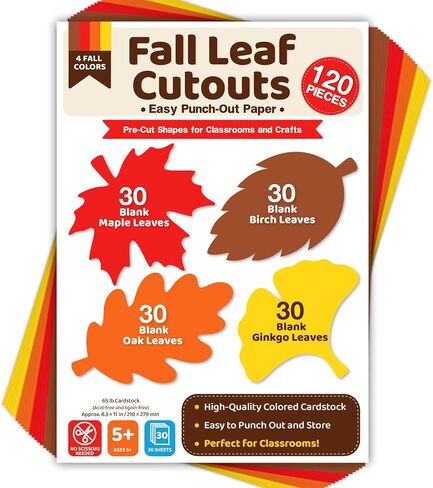120Pcs Fall Leaves Paper Cutouts, Thanksgiving Crafts for Kids in Kuwait