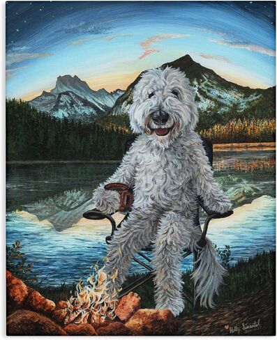 Stupell Industries Dog by Campfire Landscape Canvas Wall Art Design by Holly Simental in Saudi Arabia