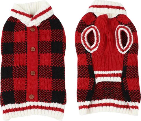HAPEE Pet Clothing The Diamond Plaid Cat Dog Sweater، إكسسوارات الكلاب، ملابس الكلاب، سترة الحيوانات الأليفة (متوسط، A01-Navy) in Kuwait