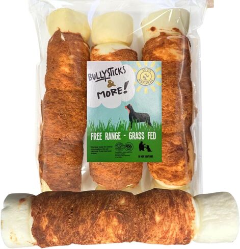 BULLYSTICKS & MORE Beef Cheek Rolls for Dogs (10-12" Extra Thick - 3 Count) - Beef Cheek Bones for Dogs - Dog Parents Choice - Premium No Hide Rolls in Kuwait