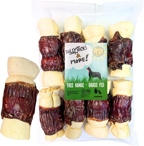 BULLYSTICKS & MORE Beef Cheek Rolls for Dogs (10-12" Extra Thick - 3 Count) - Beef Cheek Bones for Dogs - Dog Parents Choice - Premium No Hide Rolls in Kuwait