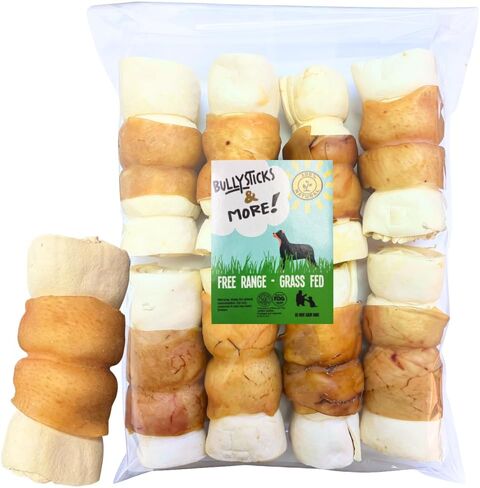 BULLYSTICKS & MORE Beef Cheek Rolls for Dogs (10-12" Extra Thick - 3 Count) - Beef Cheek Bones for Dogs - Dog Parents Choice - Premium No Hide Rolls in Kuwait