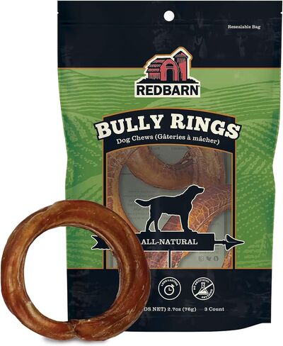 Redbarn 4" Bully Rings, 100% Natural Beef Dog Chew, Long Lasting, 3 Count in Saudi Arabia
