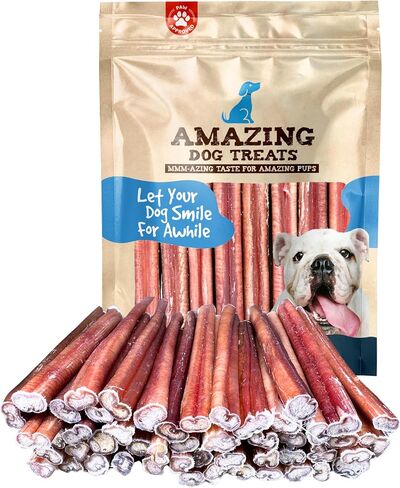 Amazing Dog Treats - 6 Inch Medium Size Bully Sticks (40 Count) - Bulk Bully Sticks for Dogs - No Hide Bully Stick Dog Bones in Kuwait