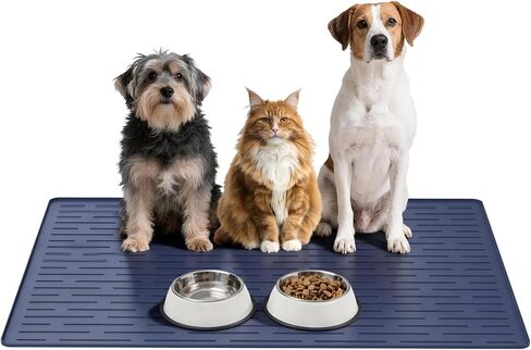Large Dog Mats for Food and Water, 40"x30" Waterproof Pet Food Mats for Floor Nonslip Silicone Bowl Mats with Raised Edges in Saudi Arabia