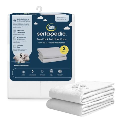 Delta Children Serta Sertapedic Crib Mattress Pad Cover/Protector with Nanotex Stain Repel and Release, Large, White in Kuwait