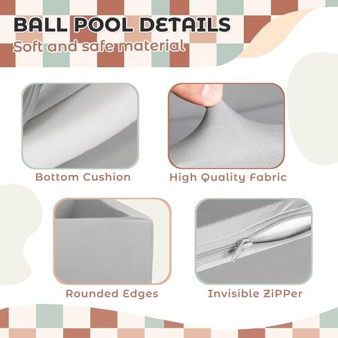 Large Size Soft Foam Ball Pit 47 x 35 x 14 Inch Rectangular, 2.7 Inch Wall Thickness Small Indoor and Outdoor Playground, Ideal Gift for Children (Balls Not Included), Gray in Kuwait