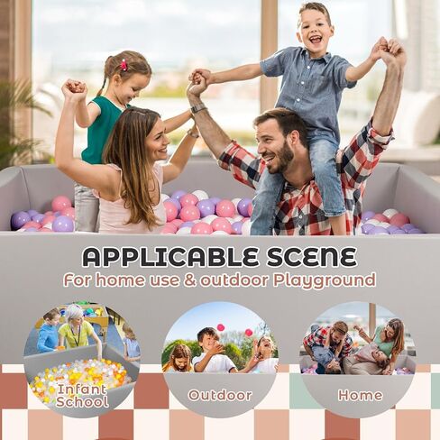 Large Size Soft Foam Ball Pit 47 x 35 x 14 Inch Rectangular, 2.7 Inch Wall Thickness Small Indoor and Outdoor Playground, Ideal Gift for Children (Balls Not Included), Gray in Kuwait
