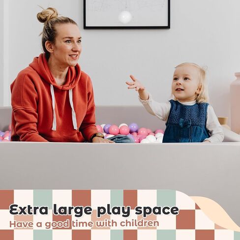 Large Size Soft Foam Ball Pit 47 x 35 x 14 Inch Rectangular, 2.7 Inch Wall Thickness Small Indoor and Outdoor Playground, Ideal Gift for Children (Balls Not Included), Gray in Kuwait