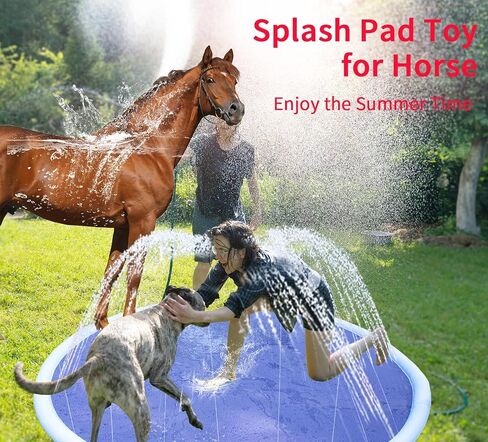 FlidRunest Thickened Horse Splash Pad Toy, Anti-Slip Horse Bathtub for Summer, Durable Outdoor Water Play Mat for Horses and Dog, Pet Swimming Pool Bathtub(78in, Blue) in Saudi Arabia
