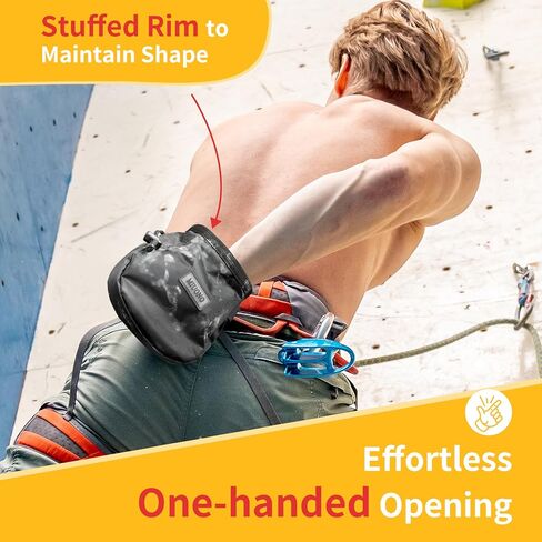 MIUONO Chalk Bag with 2 Chalk Balls, Belt, Carabiner Clip, Brush Loop and Zippered Pocket for Climbing, Bouldering, Gymnastics, Cross Fit and Lifting in Kuwait