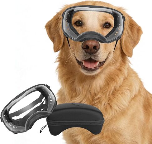 Clear Dog Goggles for Large Dogs, Anti-UV Dog Sunglasses for Medium to Large Breed, Pet Eye Protection for Driving Riding Hiking, Adjustable Elastic Straps, Clear Lens in Saudi Arabia