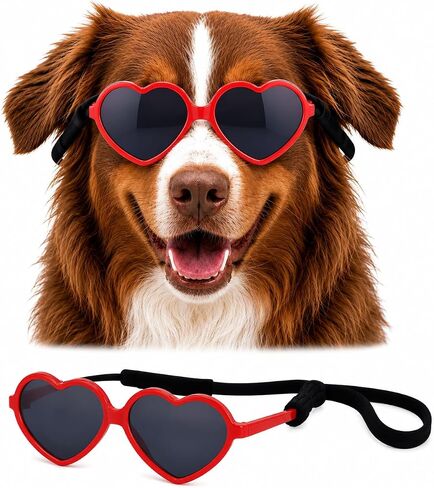 G012 Dog Pet Heart Shape Costume Prop Sunglasses Medium Breeds 20lb-40lbs (Pink-Pink Mirror) in Kuwait