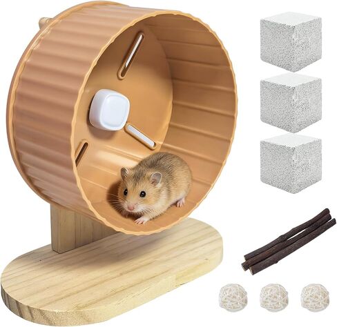 6.7in Silent Hamster Exercise Wheel Hamster Toy Cage Accessories with Adjustable Stand for Juvenile Gerbils Dwarf Hamsters (Orange) in Saudi Arabia
