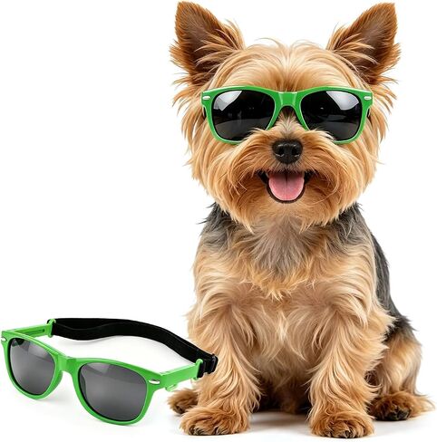 Dog Sunglasses for Small Dogs Cats, Outdoor UV Protection Pet Glasses with Adjustable Temples & Straps, Cat Sunglasses Photo Prop for Halloween Christmas Cosplay Party, Black S in Saudi Arabia