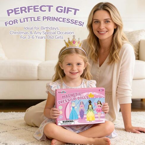Dreamon Magnetic Dress Up Dolls for Girls, 42PCS Princess Mermaid Fairy Ballerina Papper Dolls Dress Up Games Kit, Travel Game Airplane Activities Toys Birthday Gifts for Toddler Girls Ages 3 4 5 6 7 in Saudi Arabia