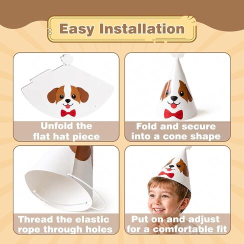 24Pcs 6 Designs Dog Birthday Party Hats, 11.8 x 8.3 in Cute Puppy Cone Hats Pet Dog Themed Party Decorations Kids Adults Photo Props Colorful Puppy Party Supplies in Saudi Arabia