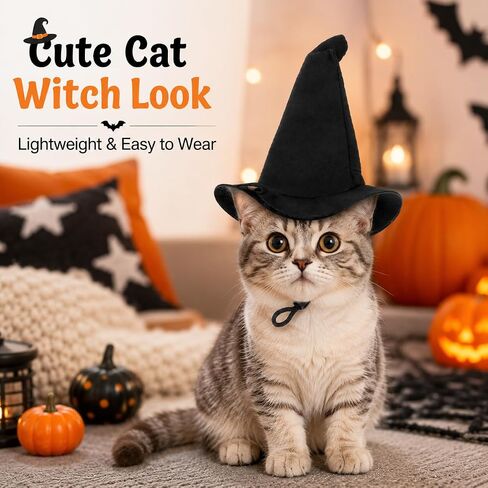 2Pcs Dog Witch Hats, Black Halloween Pet Hats for Dogs and Cats in Saudi Arabia