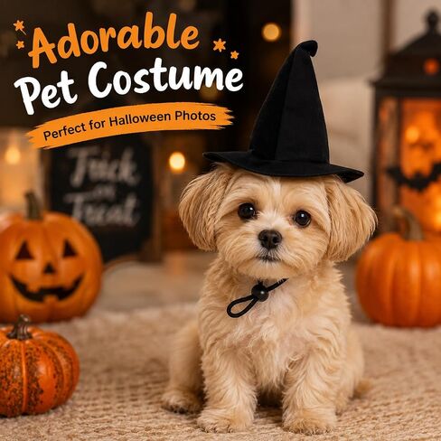 2Pcs Dog Witch Hats, Black Halloween Pet Hats for Dogs and Cats in Saudi Arabia