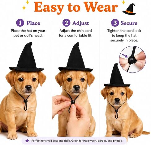 2Pcs Dog Witch Hats, Black Halloween Pet Hats for Dogs and Cats in Saudi Arabia