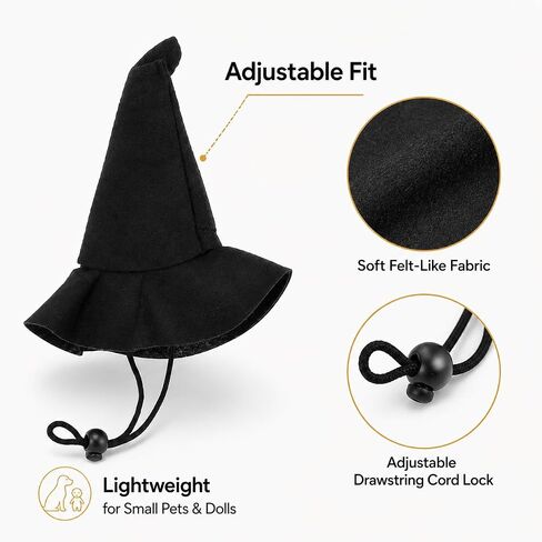 2Pcs Dog Witch Hats, Black Halloween Pet Hats for Dogs and Cats in Saudi Arabia
