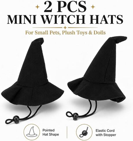 2Pcs Dog Witch Hats, Black Halloween Pet Hats for Dogs and Cats in Saudi Arabia