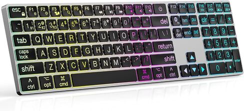 POWZAN Mechanical Optical Gaming Keyboard Wired - RGB LED Rainbow Backlit Light Up Key with Tactile and Clicky Blue Switch for Computer, Windows PC Gamers - 104 Keys Full Size, Aluminum Black in Kuwait