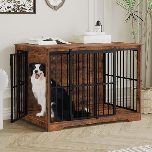 Hzuaneri 44.1 in XL Dog Crate Furniture Indoor Dog Kennel with Barn Door in Saudi Arabia