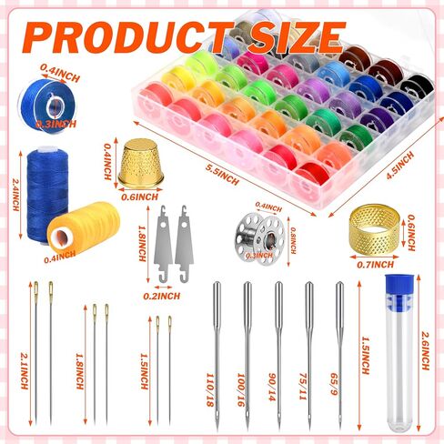 140 Pcs Sewing Thread Kit, 36 Assorted Colors Sewing Threads with Spools, 400 Yards Prewound Bobbins with Sewing Needles, Needle Threaders & Thimbles for Machine Sewing and Hand Sewing, DIY Crafts in Saudi Arabia