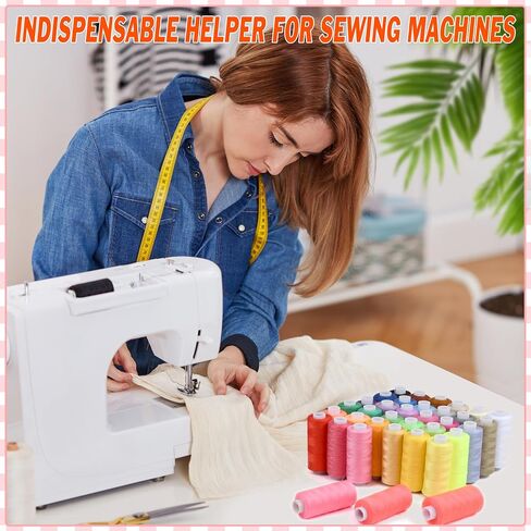 140 Pcs Sewing Thread Kit, 36 Assorted Colors Sewing Threads with Spools, 400 Yards Prewound Bobbins with Sewing Needles, Needle Threaders & Thimbles for Machine Sewing and Hand Sewing, DIY Crafts in Saudi Arabia