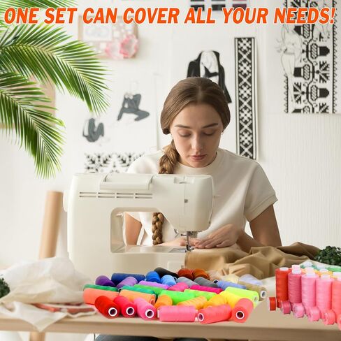 140 Pcs Sewing Thread Kit, 36 Assorted Colors Sewing Threads with Spools, 400 Yards Prewound Bobbins with Sewing Needles, Needle Threaders & Thimbles for Machine Sewing and Hand Sewing, DIY Crafts in Saudi Arabia