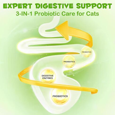 Probiotics for Cats, Cat Probiotic with Prebiotic and Enzymes, 3 in 1 Cat Probiotic Drops, Cats Probiotics Supplement Help Digestive Support Gut Health in Kuwait