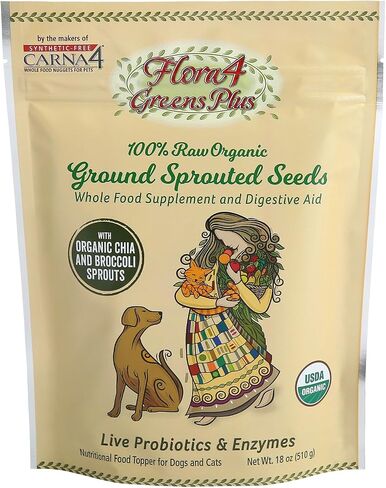CARNA4 Flora4 Probiotic Food Topper for Dogs & Cats, Greens Plus,18oz in Kuwait