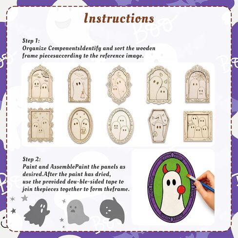 Jpfezry 16 Sets Halloween Ghost Paint Your Own Photo Frames in Kuwait