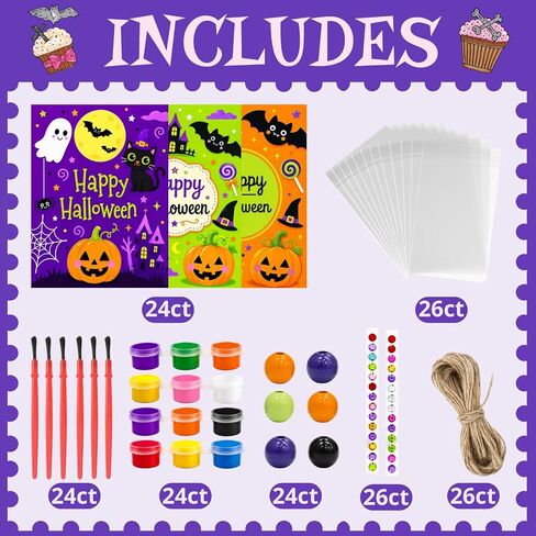 24 Pack Halloween Crafts for Kids DIY Wood Painting Kit Party Favors Bulk in Kuwait