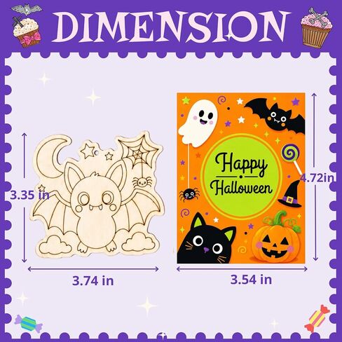24 Pack Halloween Crafts for Kids DIY Wood Painting Kit Party Favors Bulk in Kuwait