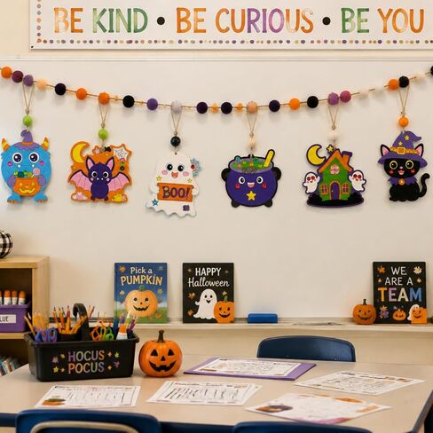 24 Pack Halloween Crafts for Kids DIY Wood Painting Kit Party Favors Bulk in Kuwait