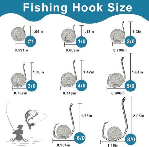 150PCS Circle Hooks, Strong High Carbon Steel Fresh and Saltwater Fishing Hooks, Variety of Different Sizes Circle Hook - Size:#1 1/0 2/0 3/0 4/0 5/0 6/0 8/0 in Kuwait