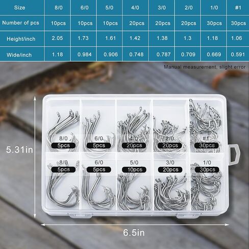 150PCS Circle Hooks, Strong High Carbon Steel Fresh and Saltwater Fishing Hooks, Variety of Different Sizes Circle Hook - Size:#1 1/0 2/0 3/0 4/0 5/0 6/0 8/0 in Kuwait