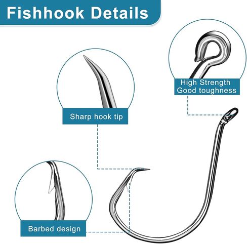 150PCS Circle Hooks, Strong High Carbon Steel Fresh and Saltwater Fishing Hooks, Variety of Different Sizes Circle Hook - Size:#1 1/0 2/0 3/0 4/0 5/0 6/0 8/0 in Kuwait