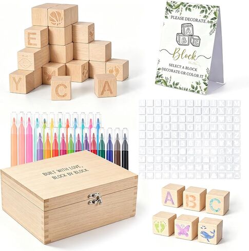 224 Pcs Baby Shower Blocks to Decorate Kit With 98 Wooden Blocks in Kuwait