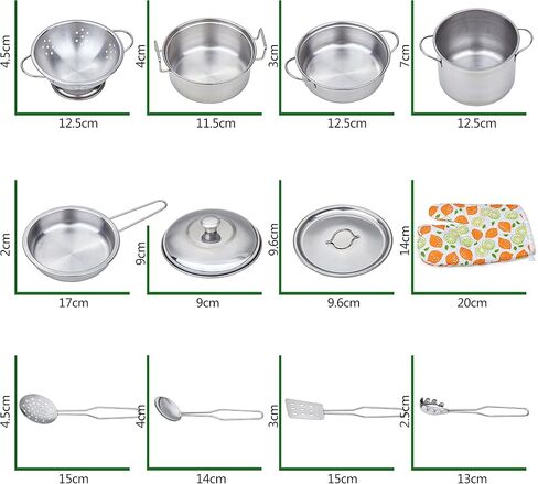 Play Pots and Pans Toys for Kids - Kitchen Playset Pretend Cookware Mini Stainless Steel Cooking Utensils Development Toys for Children Ages 3 Years and up in Kuwait
