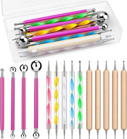 LOKUNN 14 Pcs Dotting Tools Embossing Tool Dotting Tools Set Rock Painting in Kuwait