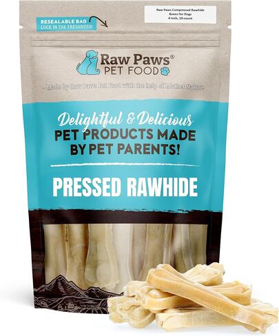 Raw Paws 4-inch Compressed Rawhide Bones for Dogs, 20-ct - Puppy Chews in Kuwait