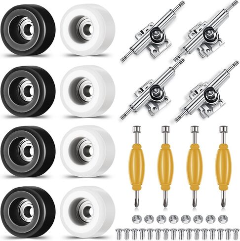 Zhehao 16Pcs Fingerboard Truck Wheels Tool Kit CNC, Black and White in Kuwait