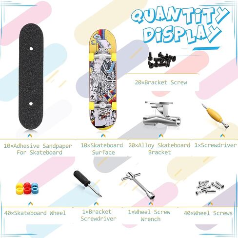 Civaner 10 Pack Finger Skateboards for Kids DIY Fingerboard Set, Graphic in Kuwait