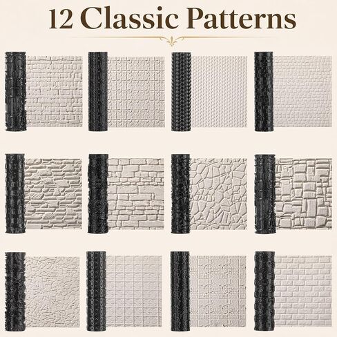 Conderyang 13Pcs 3D Printed Clay Texture Roller Set 12-Pattern in Kuwait